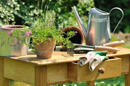 Seasonal garden landscaping in Greenford with structured outdoor design