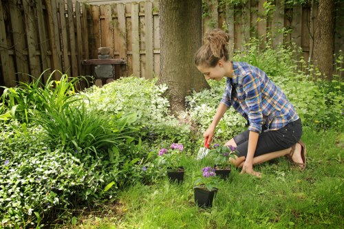 Gardeners in Greenford maintaining lawns and borders